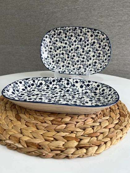 دیس بیضی دنی هوم طرح گل سرمه ای / BA7