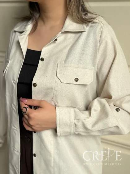 شومیز مانتویی لینن دو جیب