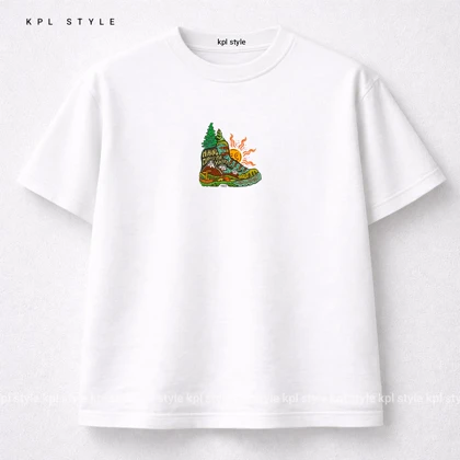 تیشرت باکسی 100٪ پنبه طرح (Outdoor Boot) | کد 1349