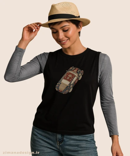 تاپ مردانه و زنانه طرح ماشین تلفیق با فرش ایرانی