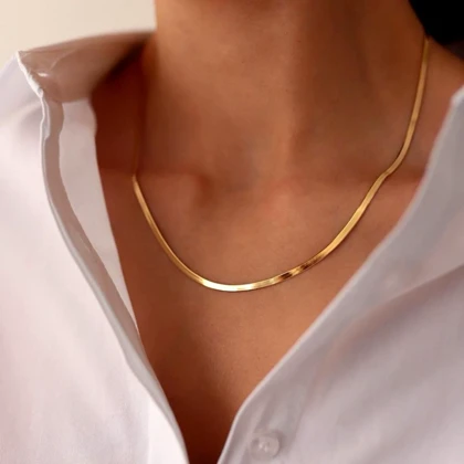 گردنبند ماری زنانه طلایی Women's Herringbone Necklace