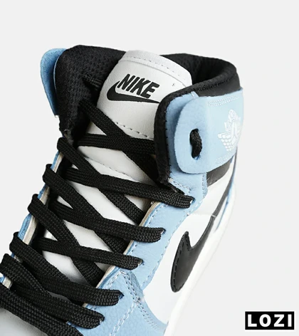 کفش کتانی ساق‌دار مردانه و زنانه مشکی سفید آبی NIKE jordan 1 مدل 7690