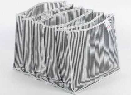 ارگانایزر آکاردئونی کشو کد 105337 رنگ طوسی با راه راه سفید