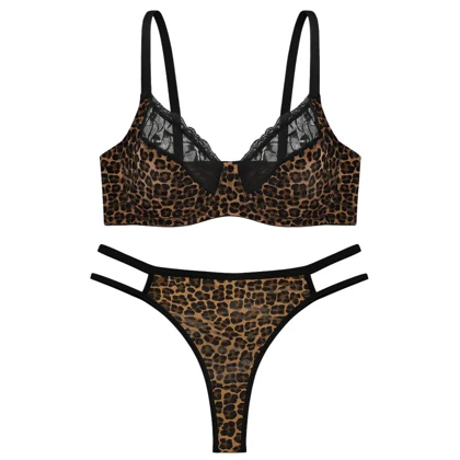 ست شورت و سوتین زنانه کارنا رز مدل فنردار پلنگی کد 5548