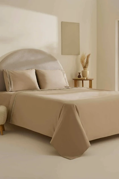 سرویس روتختی دو نفره Karaca Home مدل Lenmor پنبه‌ای - بژ