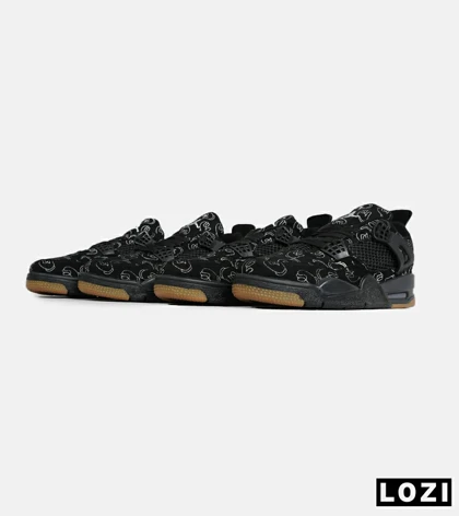 کفش کتانی ساق‌دار مردانه و زنانه مشکی Jordan 4 x Kaws