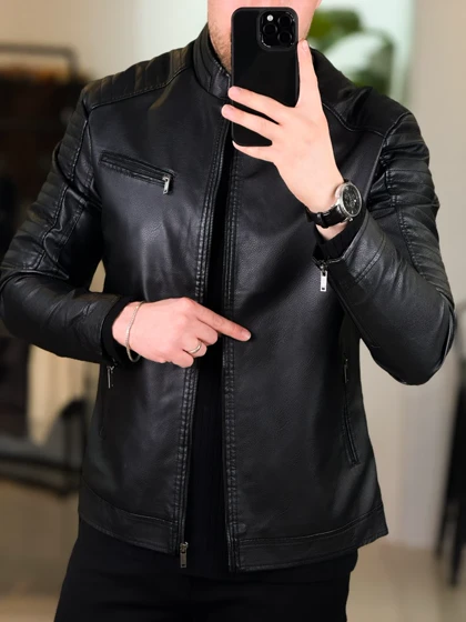 کت چرم مشکی 635