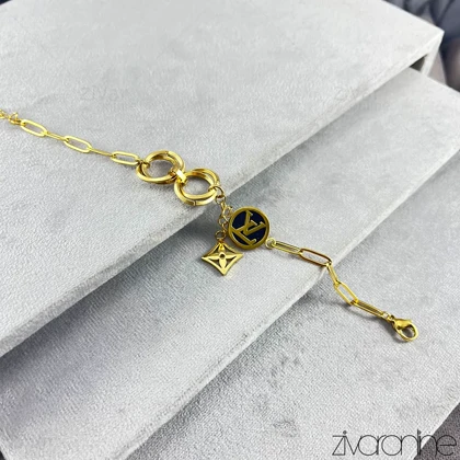 دستبند لویی ویتون زنانه نگین مشکی طلایی 40107