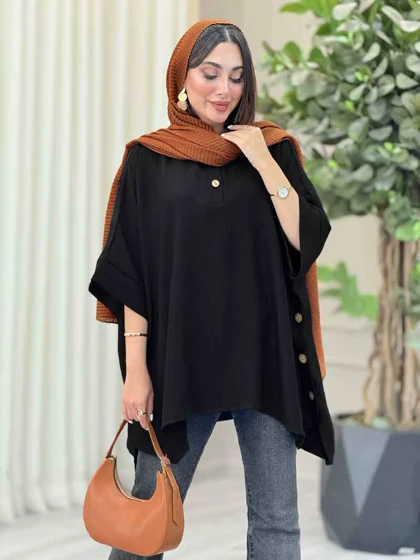 مانتو پانچ یقه دو دکمه هیما