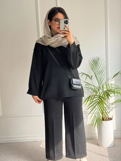 ست مانتو شلوار بافت آریا