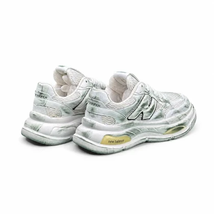 کفش کتانی مردانه مدل نیوبالانس کاستوم شده سفید سبز New Balance