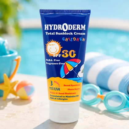 کرم ضد آفتاب کودکان هیدرودرم SPF30 بی رنگ حجم 50 میلی لیتر