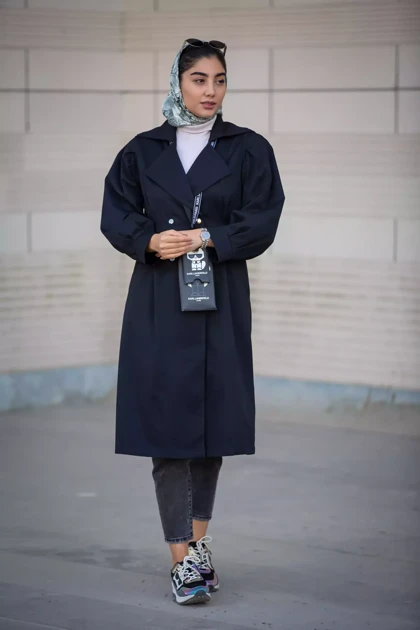 بارانی کتان بلند پشت کش