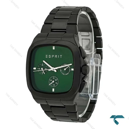 ساعت اسپریت مردانه فول مشکی سه موتوره صفحه سبز Esprit-8200-G