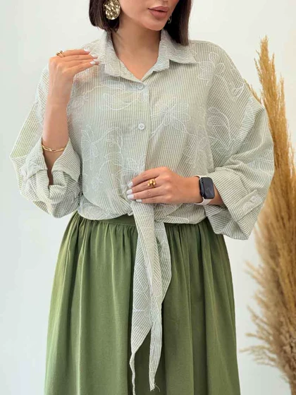 شومیز طرح دار گره‌ای