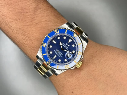 ساعت مچی رولکس سابمارینر سوئیسی سیلورطلایی صفحه سرمه ای Rolex Submariner