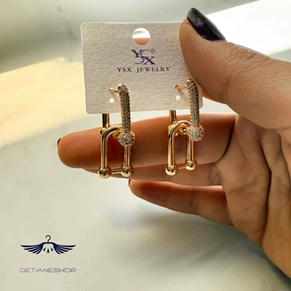 گوشواره نگین‌دار تیفانی طلایی YSX کد 0092