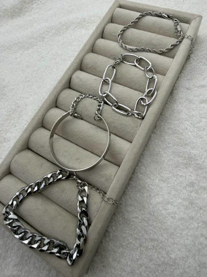 ست دستبند 4تایی سیلور