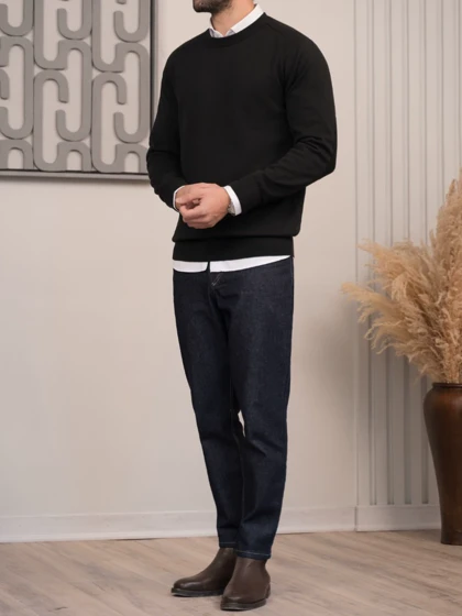 بافت یقه گرد مشکی sh401