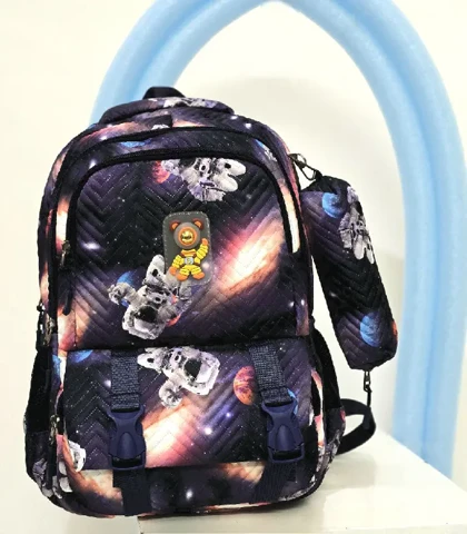 کوله پشتی مدرسه ای فضانورد با ست جامدادی مدل SPACEMAN