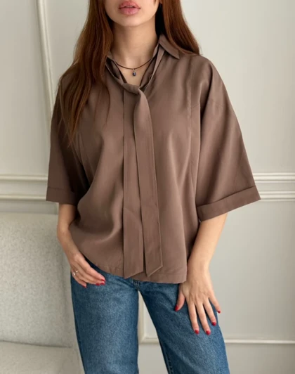 شومیز مودال کراواتی والریا کدSH-3177