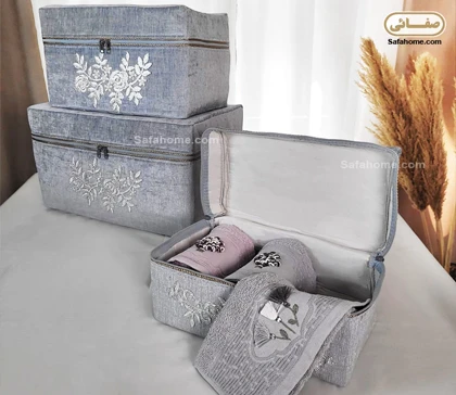 باکس زیپ‌دار مخمل گیپور طوسی