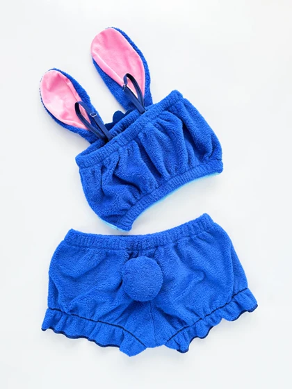 ست نیم‌تنه و شورتک حوله ای طرح استیج