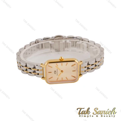 ساعت دنیل ولینگتون زنانه مستطیلی دورنگ طلایی صفحه طلایی DW-4708-L