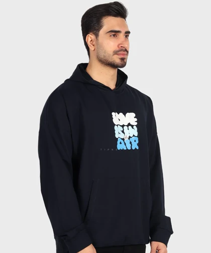 هودی سورمه ای طرحدار فری سایز 1456