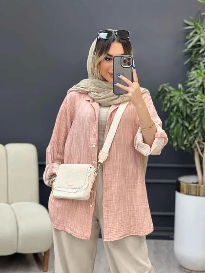 مانتو لینن آبرنگی آستین پاگن