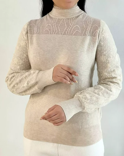 پلیور بافت آستین کارشده 3 رنگ کد 5305