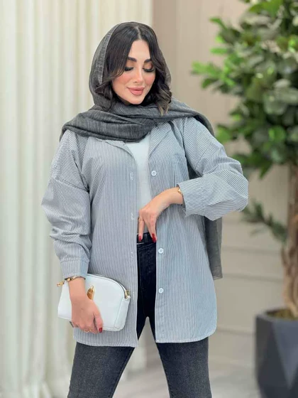 مانتو راه راه تک جیب مهلا