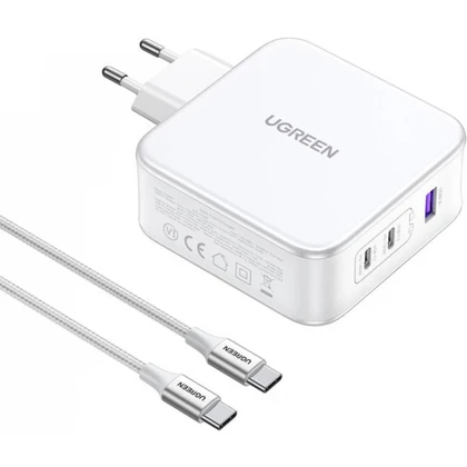 شارژر دیواری یواس‌بی و تایپ‌سی فست شارژ 140 وات یوگرین Ugreen CD289 90549 با کابل دوسر تایپ‌سی