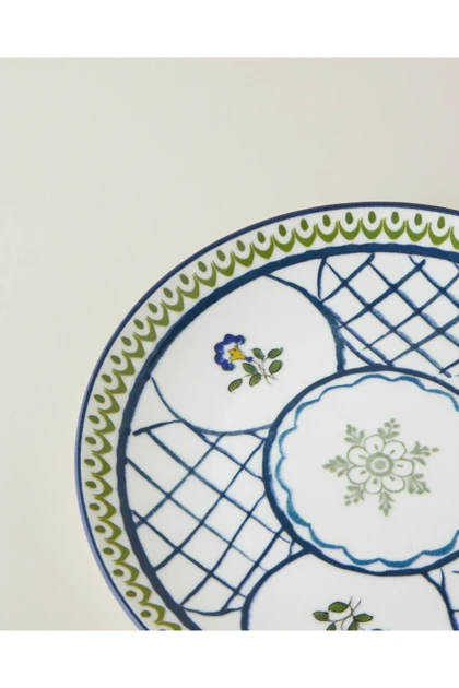 بشقاب کیک English Home مدل Talavera Garden پرسلان - سفید