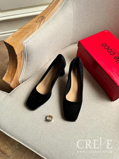 کفش مخمل طرحدار پاشنه 7.5 سانت