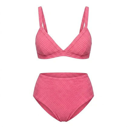 بیکینی دوتکه Cupshe مدل Hot Pink – صورتی سرخابی (باربی) با یقه V و پایین‌تنه فاق بلند