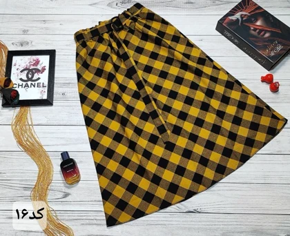 دامن چهارخونه پشمی قد 75 کد 50129