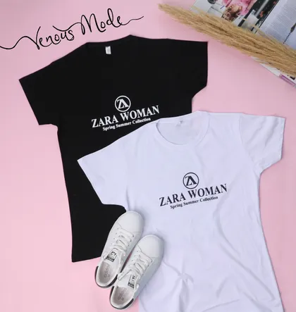 تیشرت دخترانه طرح ZARA WOMAN