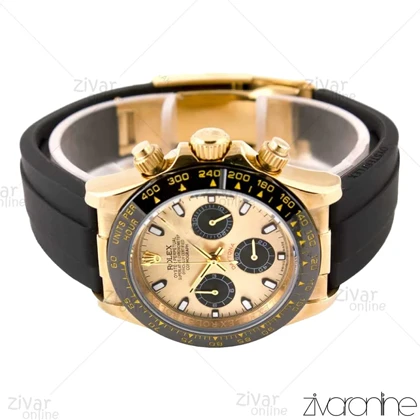 ساعت رولکس دیتونا مردانه سه موتوره صفحه طلایی بند رابر مشکی 102578