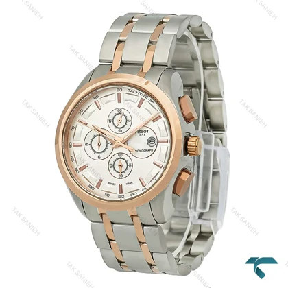 ساعت مردانه تیسوت سه موتوره دورنگ رزگلد صفحه سفید Tissot-8268-G