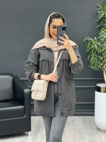 مانتو کتان چهار جیب پرچ پارلا
