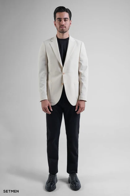 کت تک مردانه دودکمه نیم آستر پارچه GOFRE