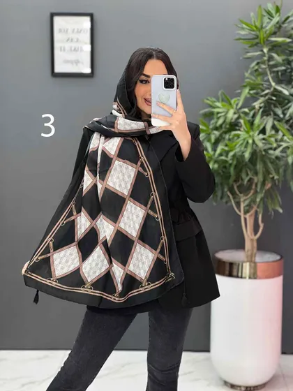 شال حریر نخ طرح گوچی