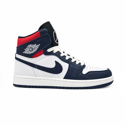 کفش و کتانی مردانه ساق‌دار مدل NIKE JORDAN 1 رنگ سرمه ای قرمز کد 2437