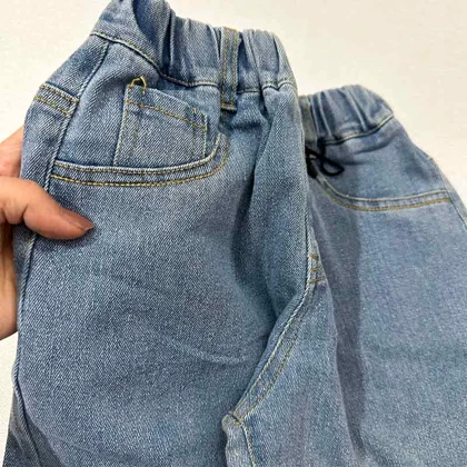 شلوار بگ دخترانه جین مدل پاکتی ریش دار