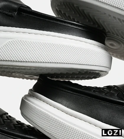 کالج مردانه مشکی سفید Bottega Veneta مدل 6998