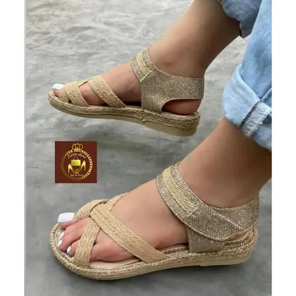 صندل لا انگشتی کنفی زنانه بغل چسبی