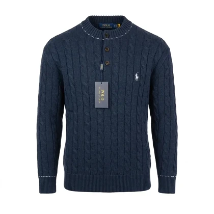 پلیور بافت سه دکمه یقه ایستاده برند Polo Ralph Lauren