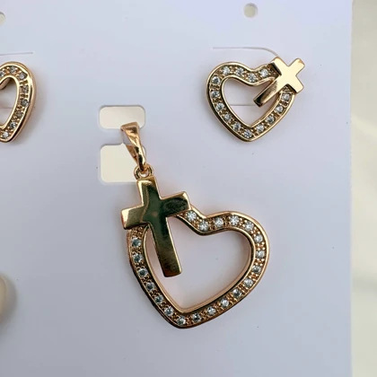 نیم ست صلیب قلبی ژوپینگ بدون زنجیر