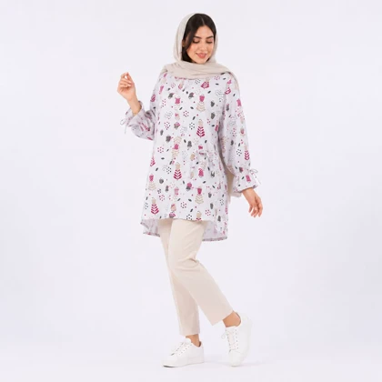 تونیک زنانه لینن طرح گل لاله کد 117